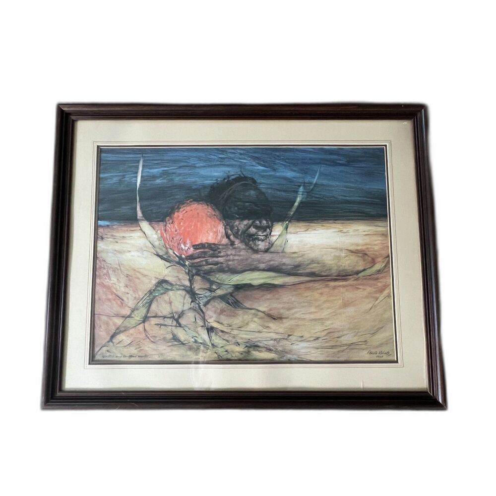 RARE Framed Art Waratah and the Blind Hunter Australian Artist Ainslie Roberts